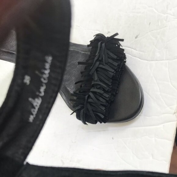 Joie Pippi Ankle Strappy Fringe Buckle Suede Heels Sandals Shoes Open Toe Goth 8 - Picture 9 of 15